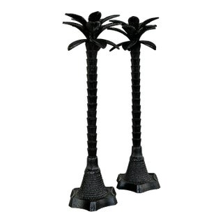 Vintage Monumental Palm Tree Candlesticks - A Pair For Sale