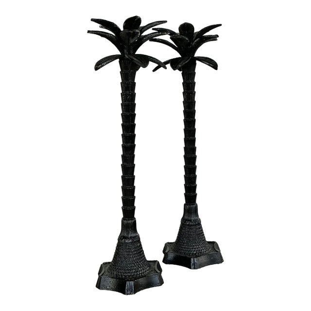 Vintage Monumental Palm Tree Candlesticks - A Pair For Sale