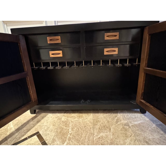 Robert Kuo "Dragon Swirl" Bar Cabinet - Hand Repoussé Copper & Black Lacquer, Attributed For Sale - Image 15 of 17