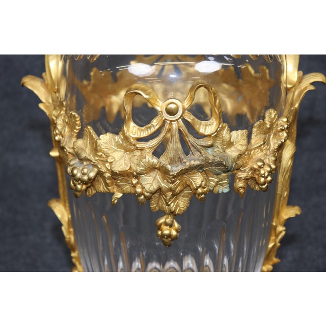 Rococo 20th Century French Louis XV Rococo Style Ormolu Cherub and Cut Crystal Vase For Sale - Image 3 of 10