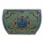 Chinese Wood Square Blue Gray Lacquer Graphic Handle Bucket For Sale