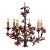 Vintage Italian Tôle Chandelier With Rustic Metal Leaves and Floral Motifs Accented With Crystals, 6 Lights For Sale