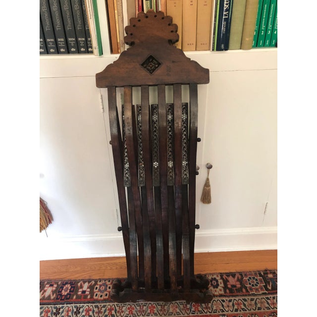 Antique Wood Moorish Syrian Folding Chair with Mother of Pearl Inlay For Sale - Image 11 of 13