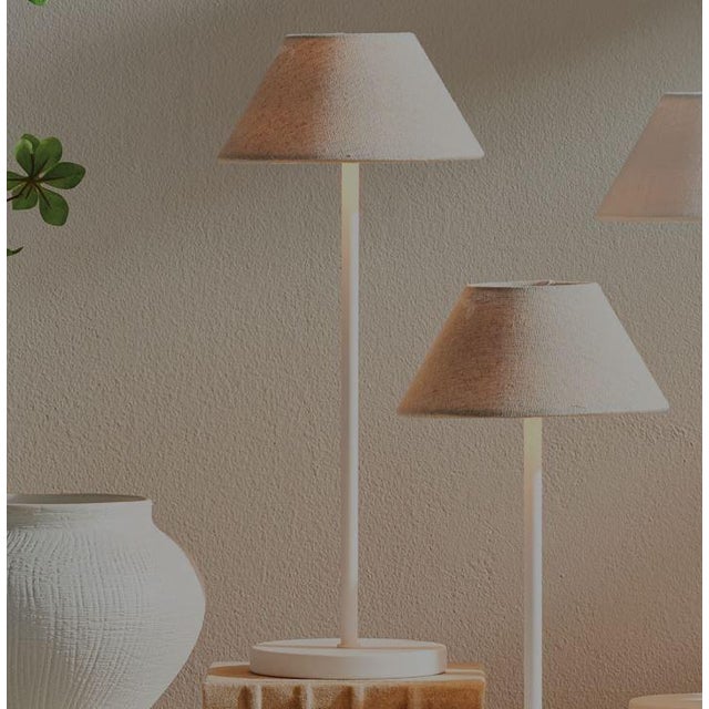 Kenneth Ludwig Chicago White With Linen Shade Alluna Cordless Led Lamp For Sale - Image 4 of 7