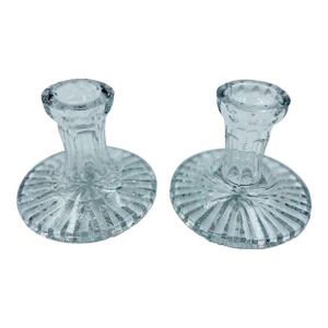 Late 20th Century Waterford Pair of Crystal Candle Holders
