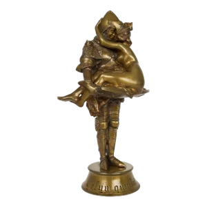 French Antique Art Nouveau Bronze Sculpture of Knight by François André Clémencin