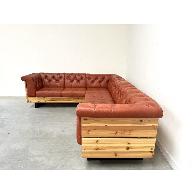 Modulor Corner Sofa in Pine and Leather from Ekornes, Norway, 1970s, Set of 2 For Sale - Image 4 of 18
