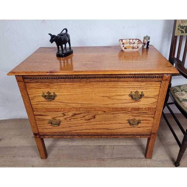 Vintage Country Farmhouse Rustic Chest of Drawers in Oak Carved, 1980 For Sale - Image 17 of 17