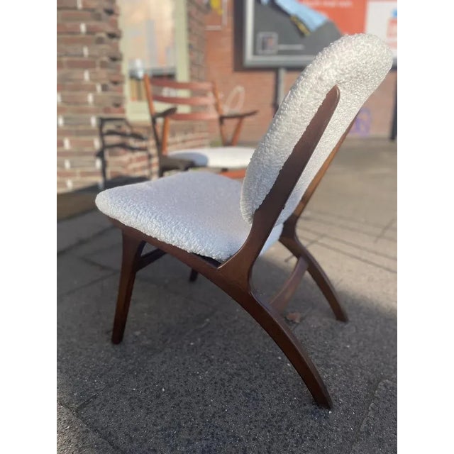 Set of Vintage Danish Armchairs in White Bouclé and Teak from Eiche & Buche, 1960s For Sale - Image 6 of 9