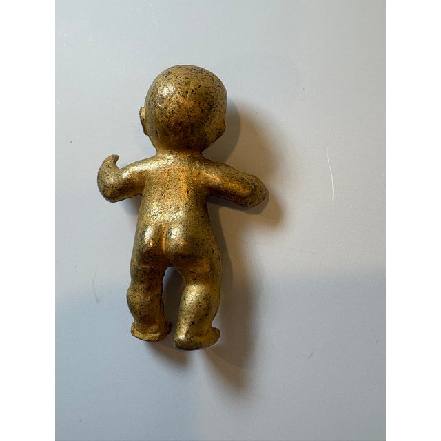 Metal Vintage Allison Mager Style Gold Tone Baby Brooch Unique Statement Costume Jewelry Piece For Sale - Image 7 of 10