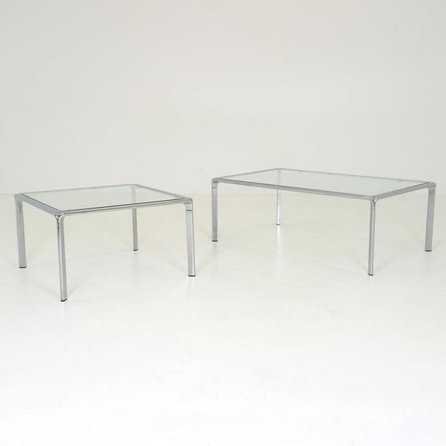 Mid-Century Modern Italian Bauhaus Square Coffee Table in Chrome and Glass, 1980s For Sale - Image 13 of 16