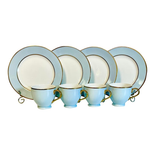 Vintage Coastal Hollywood Regency Ralph Lauren Hampton’s Tea Luncheon Plates, Cups - Set of 8 For Sale