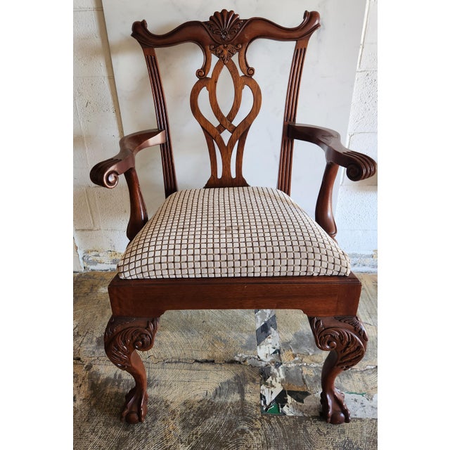 2010s 8 Mahogany American Chippendale "Scroll" Chairs Attributed to Leighton Hall For Sale - Image 5 of 16