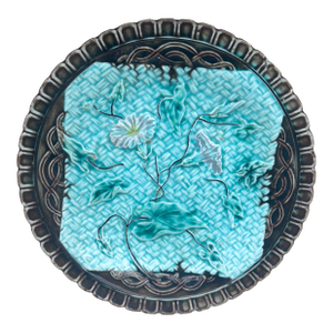 German Majolica Morning Glory Plate Circa 1900