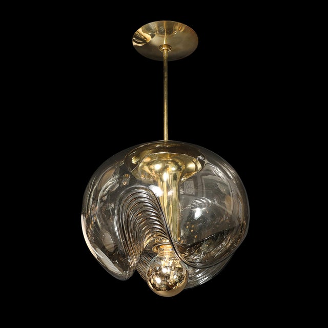 Mid-Century Smoked Glass Undulating Pendant Chandelier by Peill & Putzler For Sale - Image 14 of 14