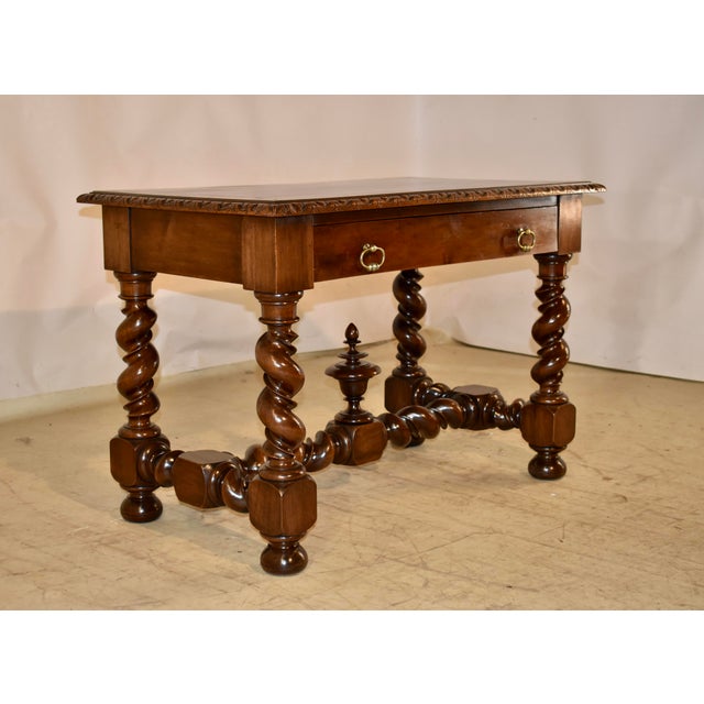 French Provincial 19th Century Walnut Library Table For Sale - Image 3 of 15
