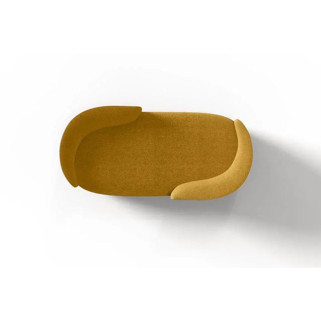 Contemporary Modern Gentle Vís a Vís in Mustard Fabric and Bronze Metal by Javier Gomez For Sale - Image 3 of 5