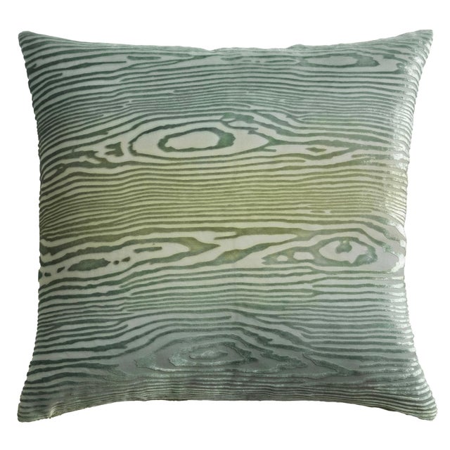 Contemporary Kevin O'Brien Woodgrain Basil Cut Velvet 20" Pillow For Sale - Image 3 of 3