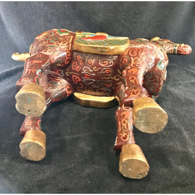 20th Century Hand Lacquered Carved Wood Tang Dynasty Style War Horse
