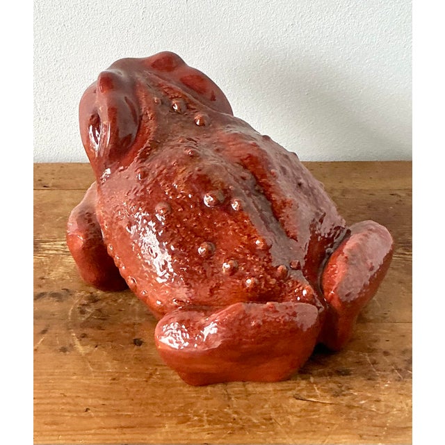 Ceramic Vintage Boho Monumental Glazed Ceramic Frog For Sale - Image 7 of 12