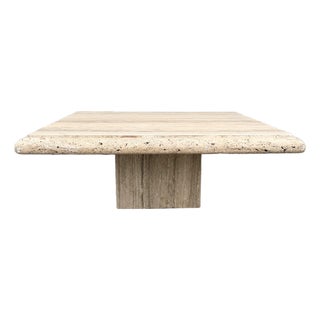 Italian Travertine Bullnose Edge Coffee Table For Sale
