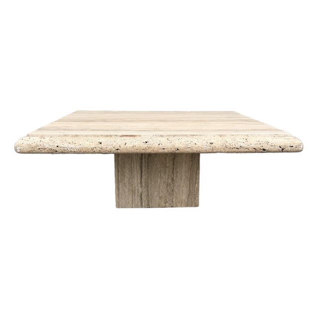 Italian Travertine Bullnose Edge Coffee Table For Sale