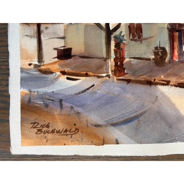 Impressionist Vintage Old Town San Diego Watercolor Painting Southwest Style For Sale - Image 3 of 4