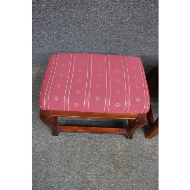 Chinoiserie Pair of Ethan Allen Chinoiserie Style Upholstered Footstools For Sale - Image 3 of 13