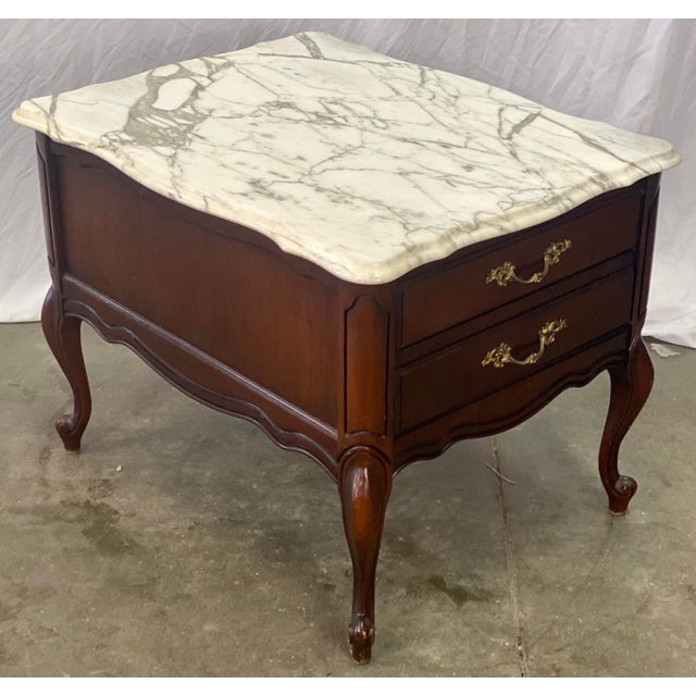 Vintage Hammary Furniture French Provincial Marble Top Side Table