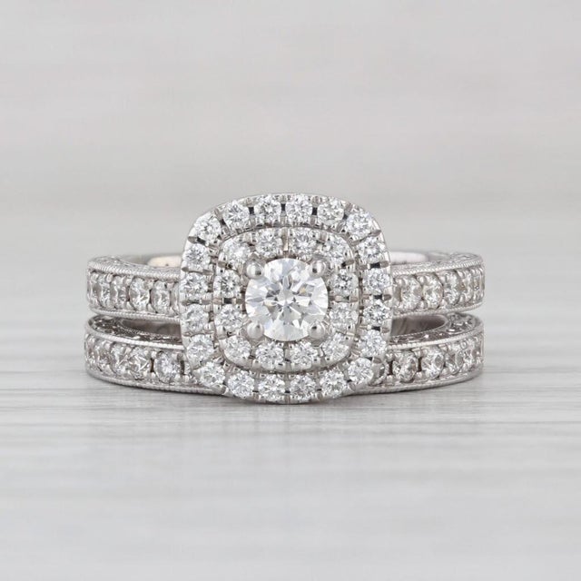 Neil Lane Neil Lane 1.16ctw Diamond Halo Engagement Ring Wedding Band Bridal 14k Gold, Size 4.75 For Sale - Image 4 of 10