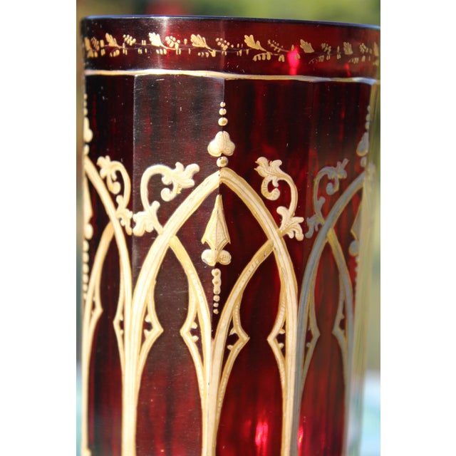 19th Century Bohemian Ruby Red and Gold Vase For Sale - Image 12 of 16