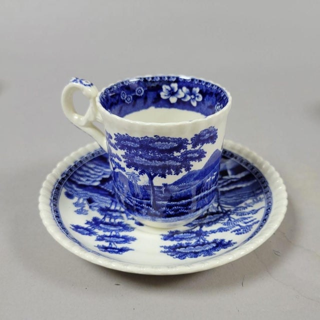 Spode Copeland Spode “Tower” Blue Transferware Demitasse Cups, Set of 6, Espresso For Sale - Image 4 of 8