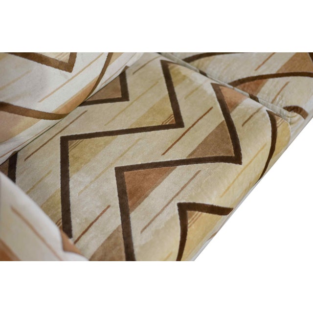 1970s Chrome Frame Sled Base Loveseat Geometric Chevron Upholstery For Sale - Image 9 of 14