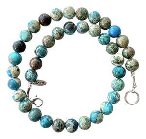 Ocean Jasper Beaded Necklace With Silver Plated Clasp by Matthew Izzo