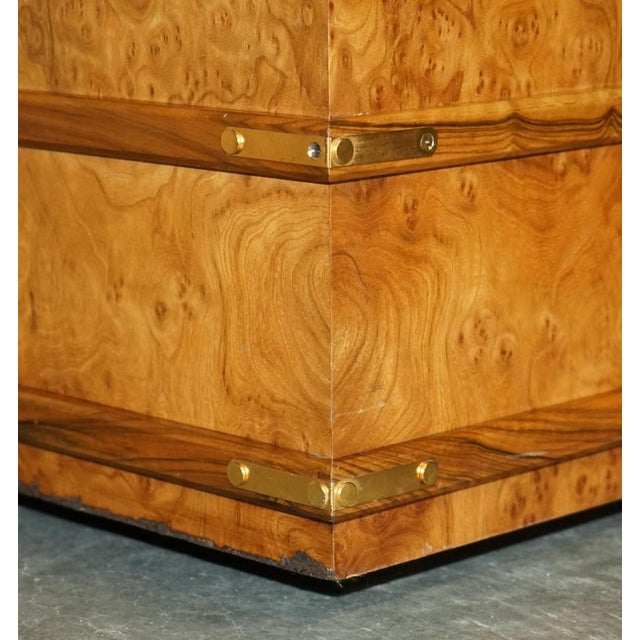 Gold Large Burr Walnut Chest Trunk with Hidden Bottom Storage For Sale - Image 8 of 18