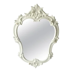 White Framed Wall Mirror in the Rococo Style