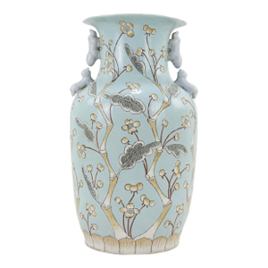 Chinese Porcelain Vase With Floral and Foliage Design