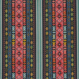 Schumacher Cosima Embroidery Fabric in Carbon Multi For Sale