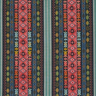 Schumacher Cosima Embroidery Fabric in Carbon Multi For Sale