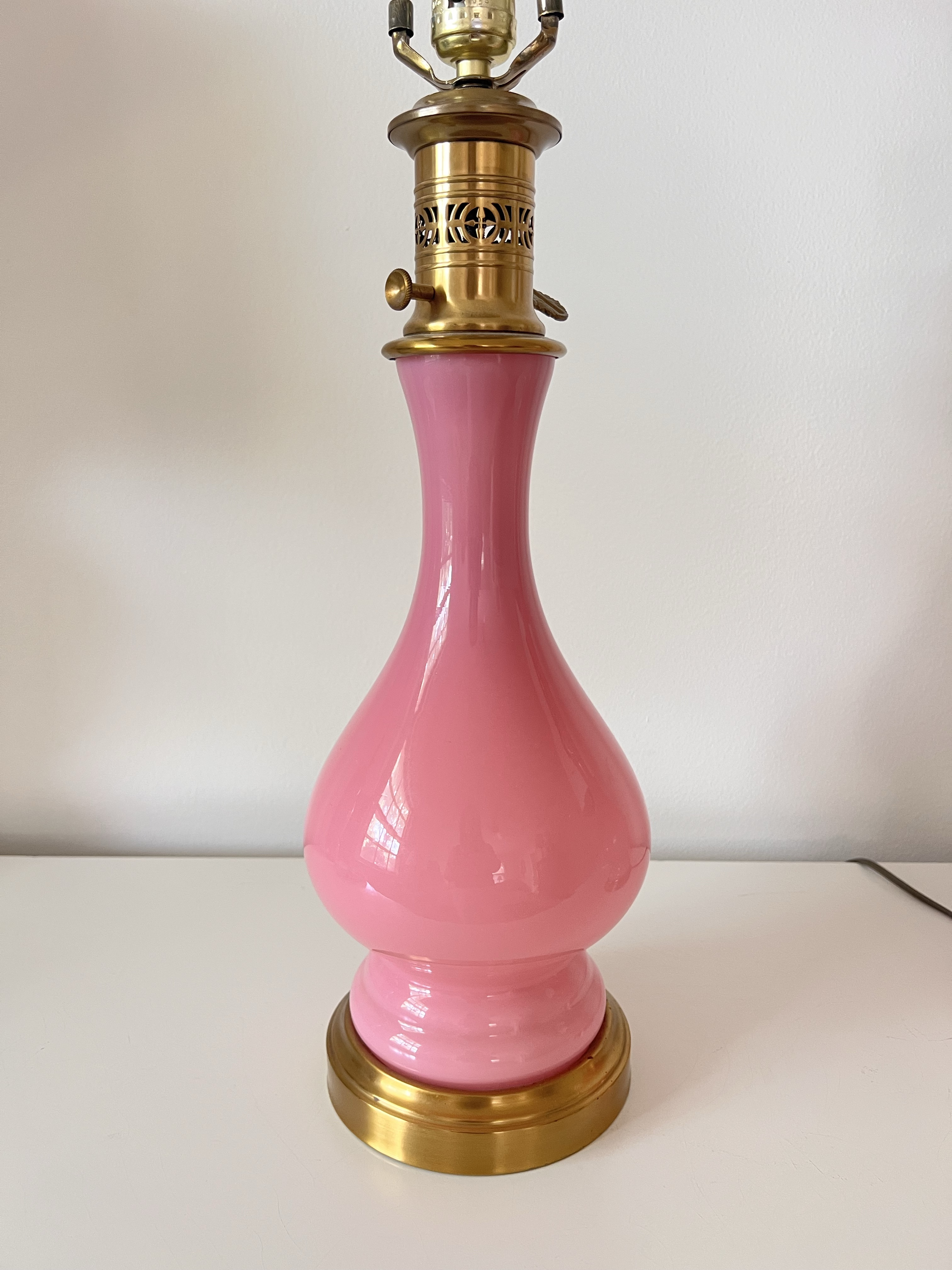 Pair of Rare Pink Murano Glass Lamps - Cenedese Mid 20th Century