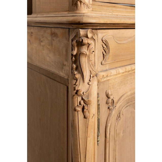 Large Antique French Walnut Buffet Deux Corps With Arched Vitrine Top For Sale In Salt Lake City - Image 6 of 18