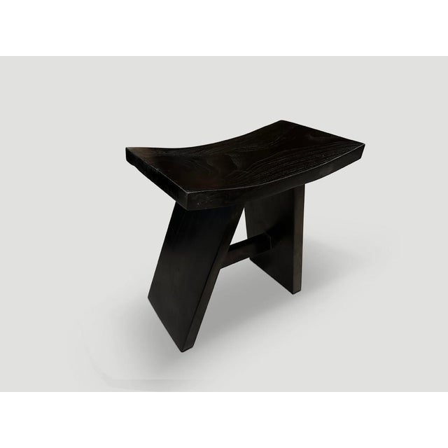 Andrianna Shamaris Minimalist Espresso Teak Wood Bench For Sale - Image 4 of 5