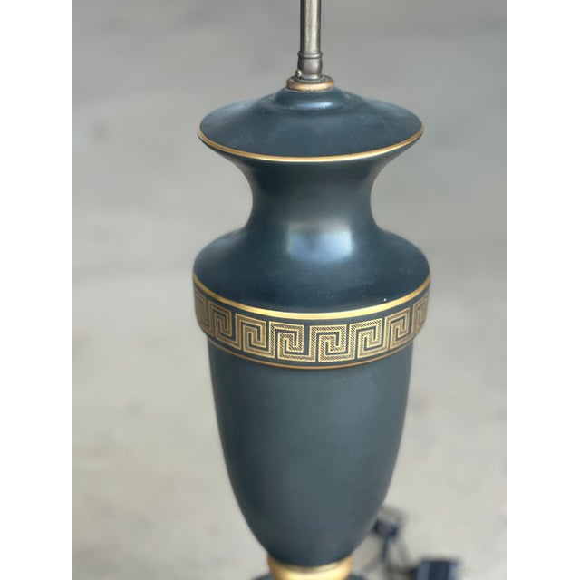 Neoclassical Pair of 1970s Neoclassical Grecian-Style Table Lamps With Brass Accents For Sale - Image 3 of 11