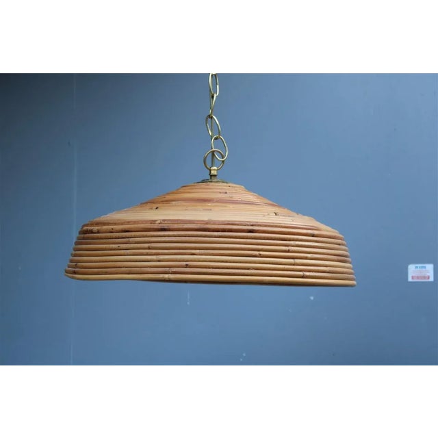 Italian Round Bamboo Chandelier, 1950s, in Very Good conditions. Designed 1950 to 1959 Up to 250V (Europe/UK Standard).The...
