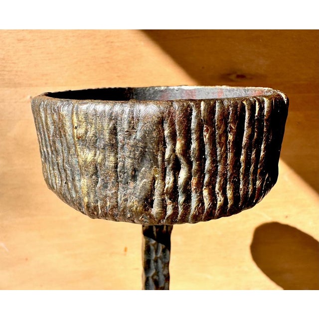 Large Brutalist Metal Art Candleholder in Hammered and Wrought Iron with Bronze-Plated Finish, Germany, 1960s For Sale - Image 7 of 16