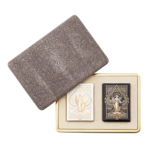 AERIN Faux Shagreen Card Set in Chocolate