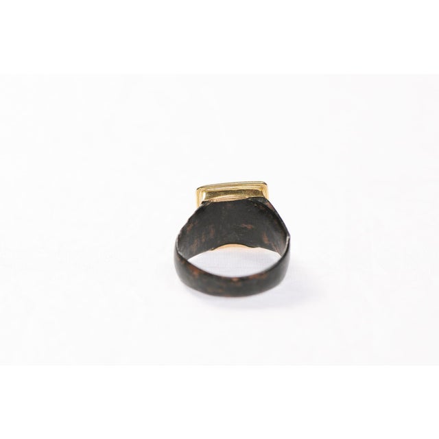Early 21st Century Byzantine Bronze Ring W 21k Square Accent, Size 8 For Sale - Image 5 of 12