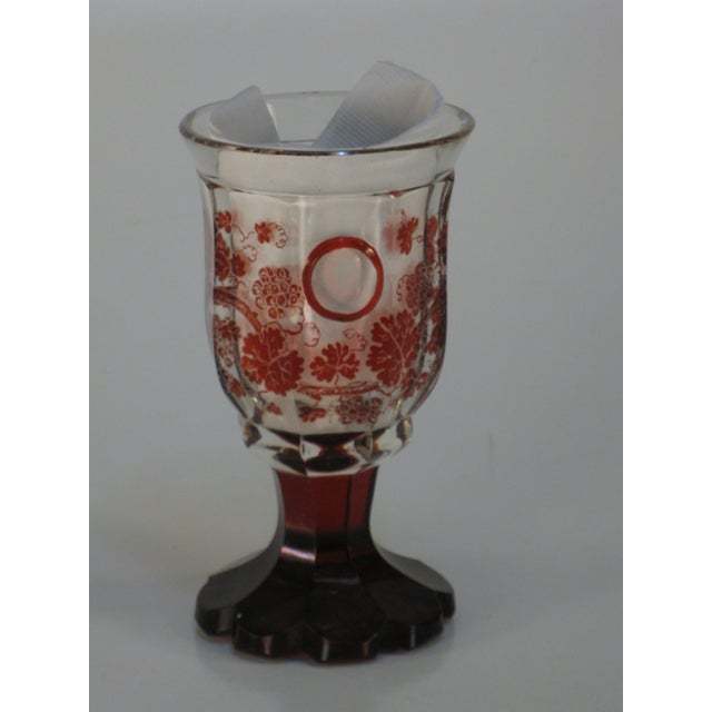 Cup Goblet Bohemian Glass Ruby Flashed Cut Engraved Cornucopia Antique Grand Tour For Sale - Image 16 of 17