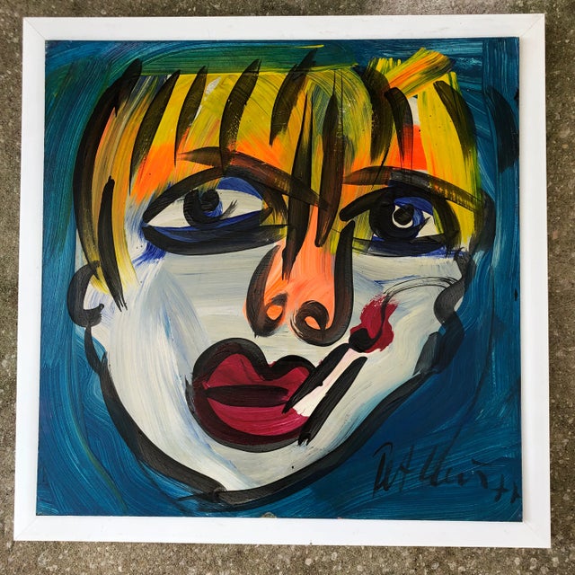 Vintage Peter Robert Keil Signed Expressionist Portrait Painting, 1977 For Sale - Image 13 of 13