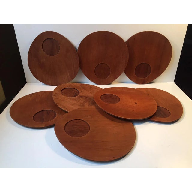 Wood Danish Teak Tear Drop Breakfast Plates, 1960s, Set of 8 For Sale - Image 7 of 8